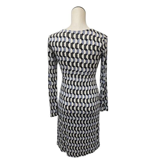 Boden Black Gray Polka Dot V-Neck Sheath Shift Jersey Dress Size US‎ 2 Regular - Picture 2 of 10